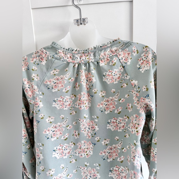 LC LAUREN CONRAD Boho Floral Blouse Seafoam Green & Peach Pink XS - Picture 7 of 8